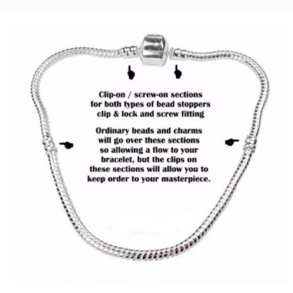 Elegant Snake Chain Charm Bracelets for Charm 925 sterling silver Bracelet 7.5" - Picture 8 of 9